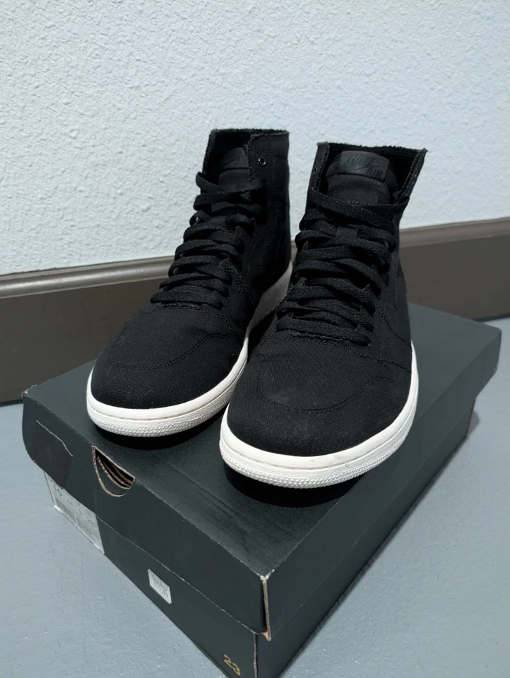 Nike Air Jordan 1 Retro Alto Decon Deconstruido Negro Lona Vela Marfil Talla 10 Foto 3 de 4