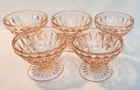 Vintage Jeannette WINDSOR (DIAMOND) Pink Depression 5 FOOTED SHERBETS  Xlnt Cond