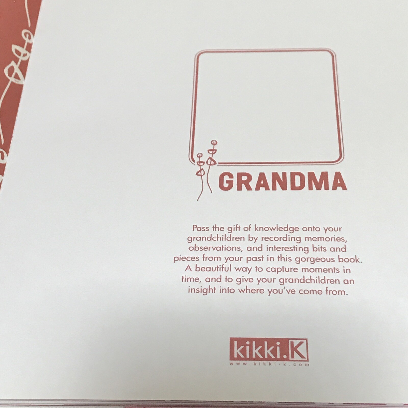 Kikki K GRANDMA Memory Book Journal Keepsake Record Red Cover Family