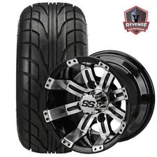 10"  Casino Machined Black Golf Cart Wheels and Tires Combo (22x10-10) Set of 4