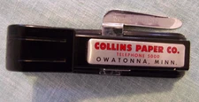 VINTAGE ADVERTISING COLLINS PAPER CO.  STAPLER OWATONNA MINNESOTA PHONE # 5000
