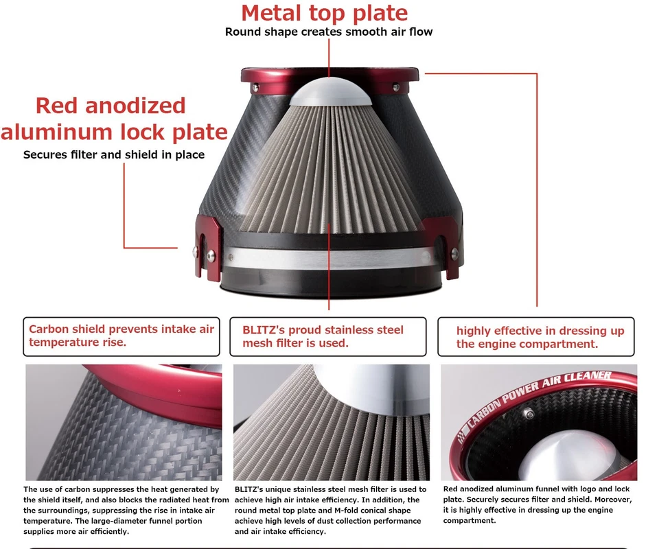 Kit de purificador de ar BLITZ 35236 CARBON POWER LEXUS RC200t IS200t 8AR-FTS FILTRO DE AR - Imagem 3 de 4