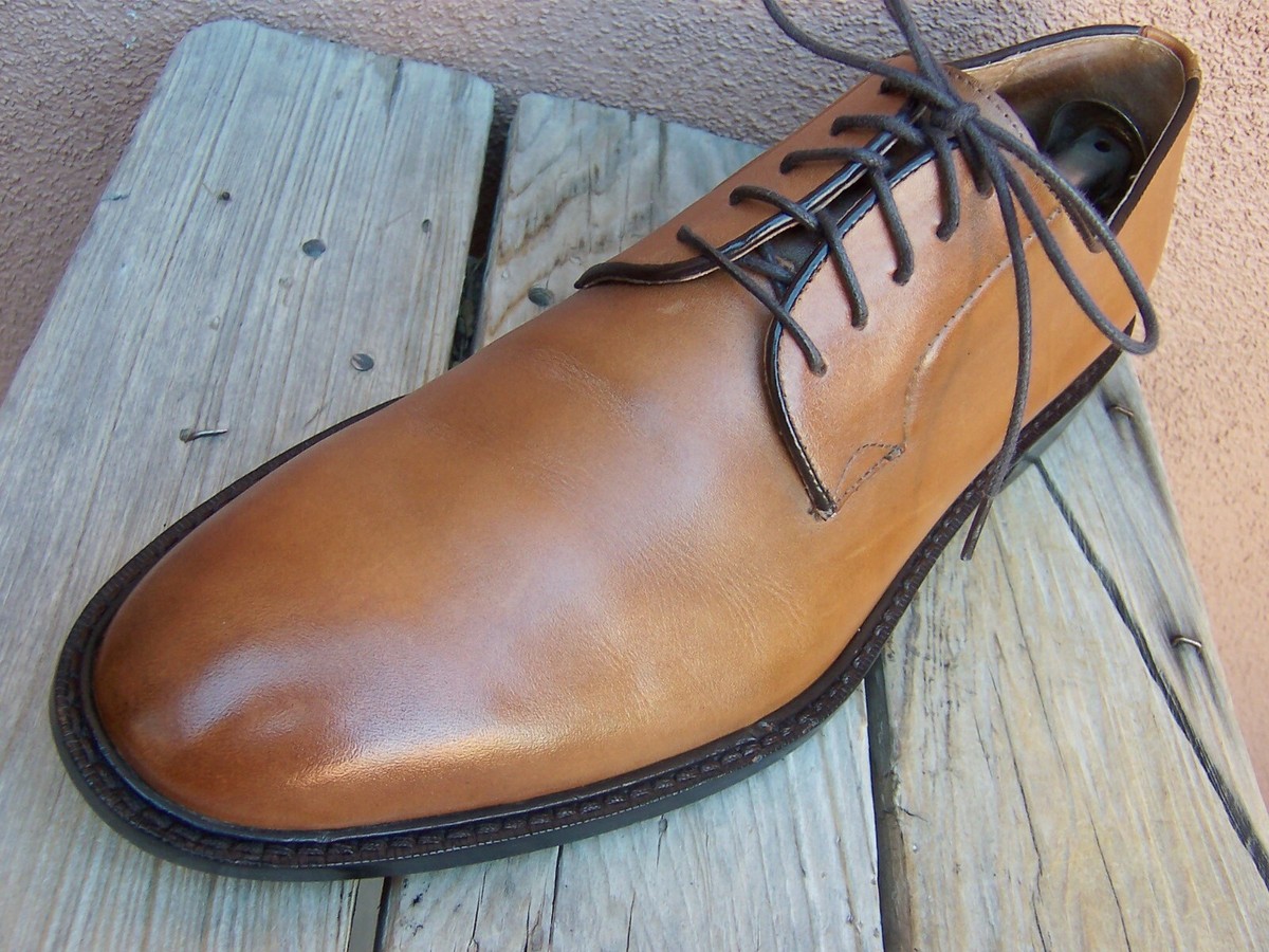 ASTON GREY Mens Dress Shoes Soft Cognac Brown Leather Plain 