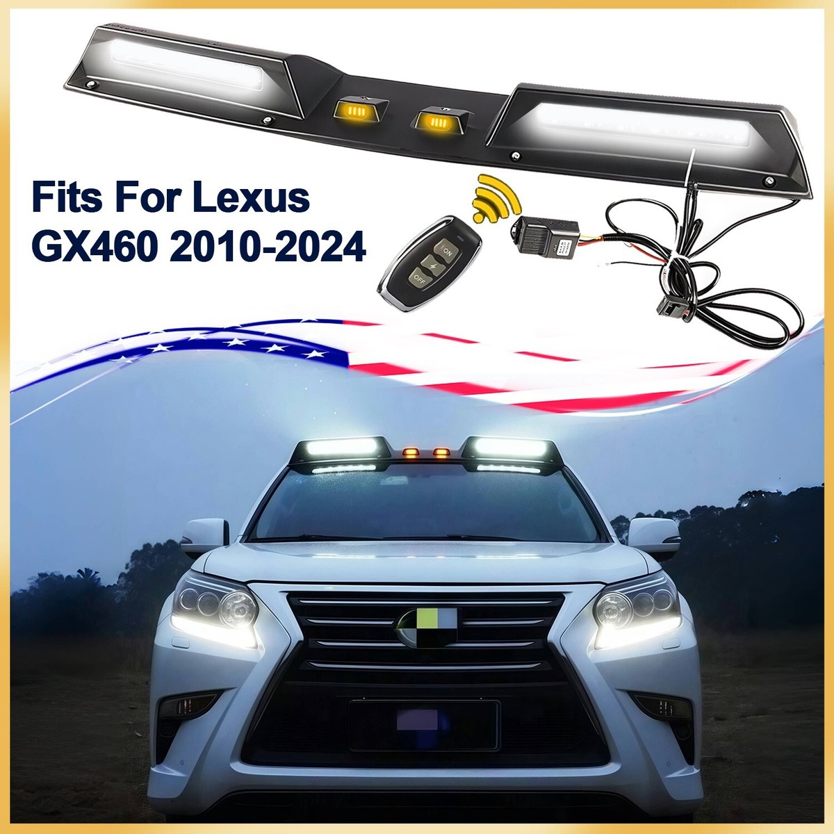 Roof Light Box Pod Bar LED Lamp Kit Matte Black Fits For Lexus
