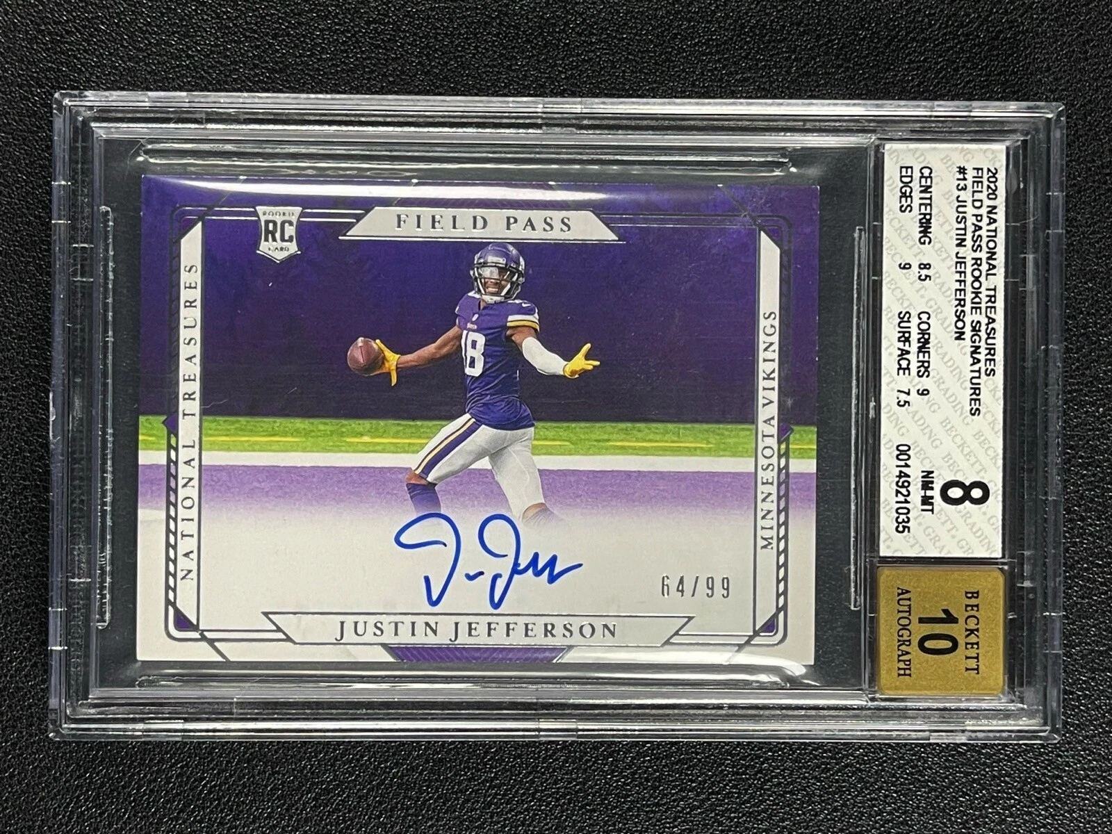 Justin Jefferson Panini National Treasures Rookie Signatures Field Pass #FPJUJ Base