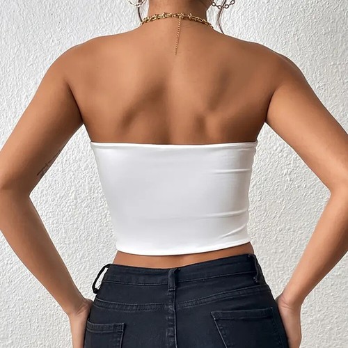 Bandeau Bodycon Basic Vest Boob Tube Top Tank Tops Crop Tube Top Strapless Wom · - Imagen 11 de 18