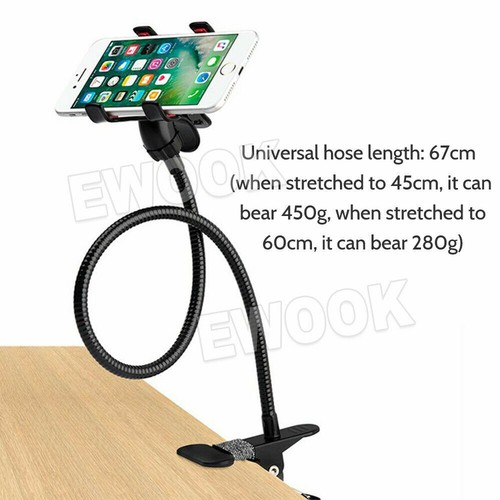 Mobile Phone Flexible 360° Clip Mount Stand Holder Bed Desktop Bracket Clamp - Picture 7 of 10