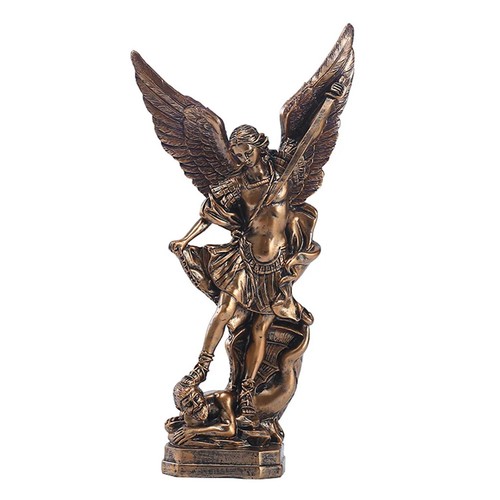 12" Archangel St. Michael Slaying Demon Statue Resin Figurine Home Garden Decors - Picture 8 of 8