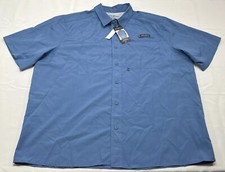 NWT Eddie Bauer Woven Tech Vented Button Up Shirt Blue Men's XXL