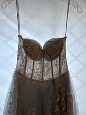 Light gray/white delicate lightweight full length size 4 prom dress