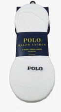 Polo Ralph Lauren Men's Socks 3 Pairs Dress Liners, Non-Slip Heel White 6-12.5 