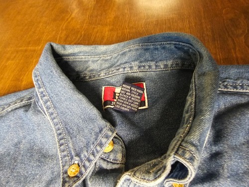 R&R Jean Co. Men's Size XL Button Down Denim Shirt Medium Wash 100% Cotton EUC - Picture 8 of 8