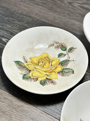 Vintage J&G Meakin England Studio Ware Yellow Rose Flower Bowl Dish ~Set 4~ HTF - Picture 5 of 10