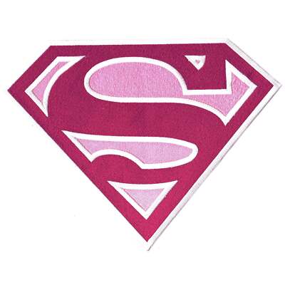 Dc Comics Supergirl Pink XL Logo Bestickt Aufbügeln Applikation Flicken