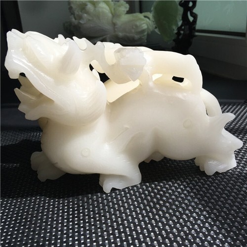 Ca. 4Kg Ein Paar natürliche weiße Marmor Elefanten Statuen U145 - Bild 7 von 11