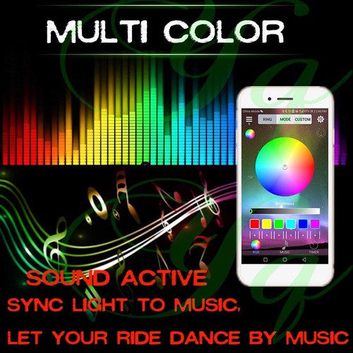 14X Motorcycle bluetooth APP LED Light Underglow Underbody Neon Accent Strip Kit - Picture 6 of 12