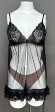 Victorias Secret Angels Babydoll Cami Top L Lingerie Lace Ruffle Hem Open Front