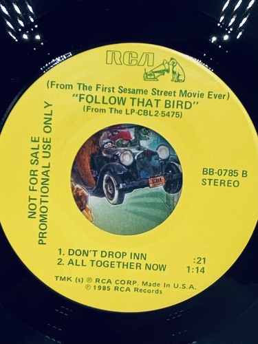 RARE Sesame Street “Follow That Bird” 45 RPM Record 1985 Small Sample VTG - Picture 7 of 12