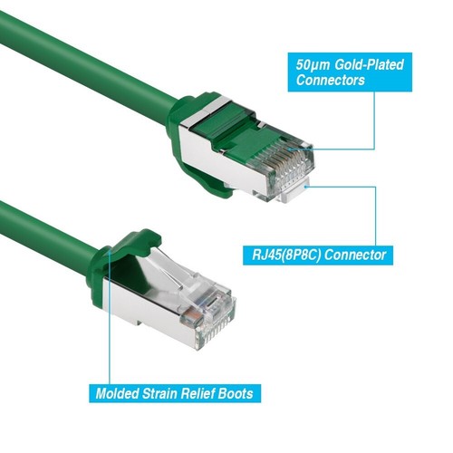 0.5 1 2 3 5 7 10FT Ethernet Cat8 RJ45 S/FTP Cable Shielded Cord 28AWG 2GHz Green - 第 3/11 張圖片