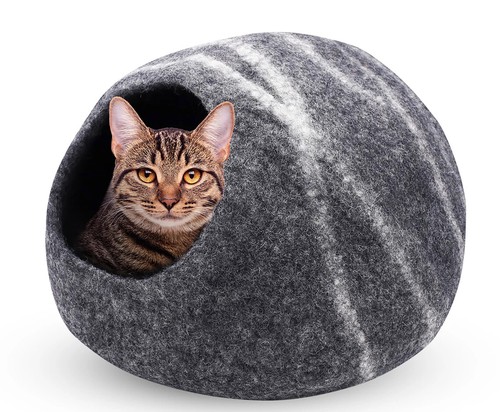 Cueva de lana para gatos / cama para gatos / casa cálida para gatos / lana natural fieltro a mano para gatos - Imagen 7 de 16
