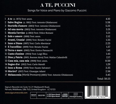 ANGELA GHEORGHIU / VINCENZO SCALERA A TE, PUCCINI NEW CD