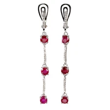 925 Sterling Silver Earrings Round Ruby 4.5mm Natural Gemstone Jewelry