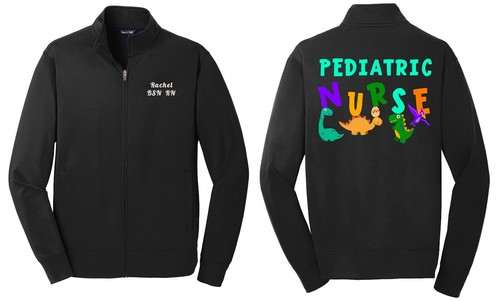 Personalized Pediatric Nurse Kids Cute Dinosaurs Zip Up Fleece Jacket - Picture 21 of 30