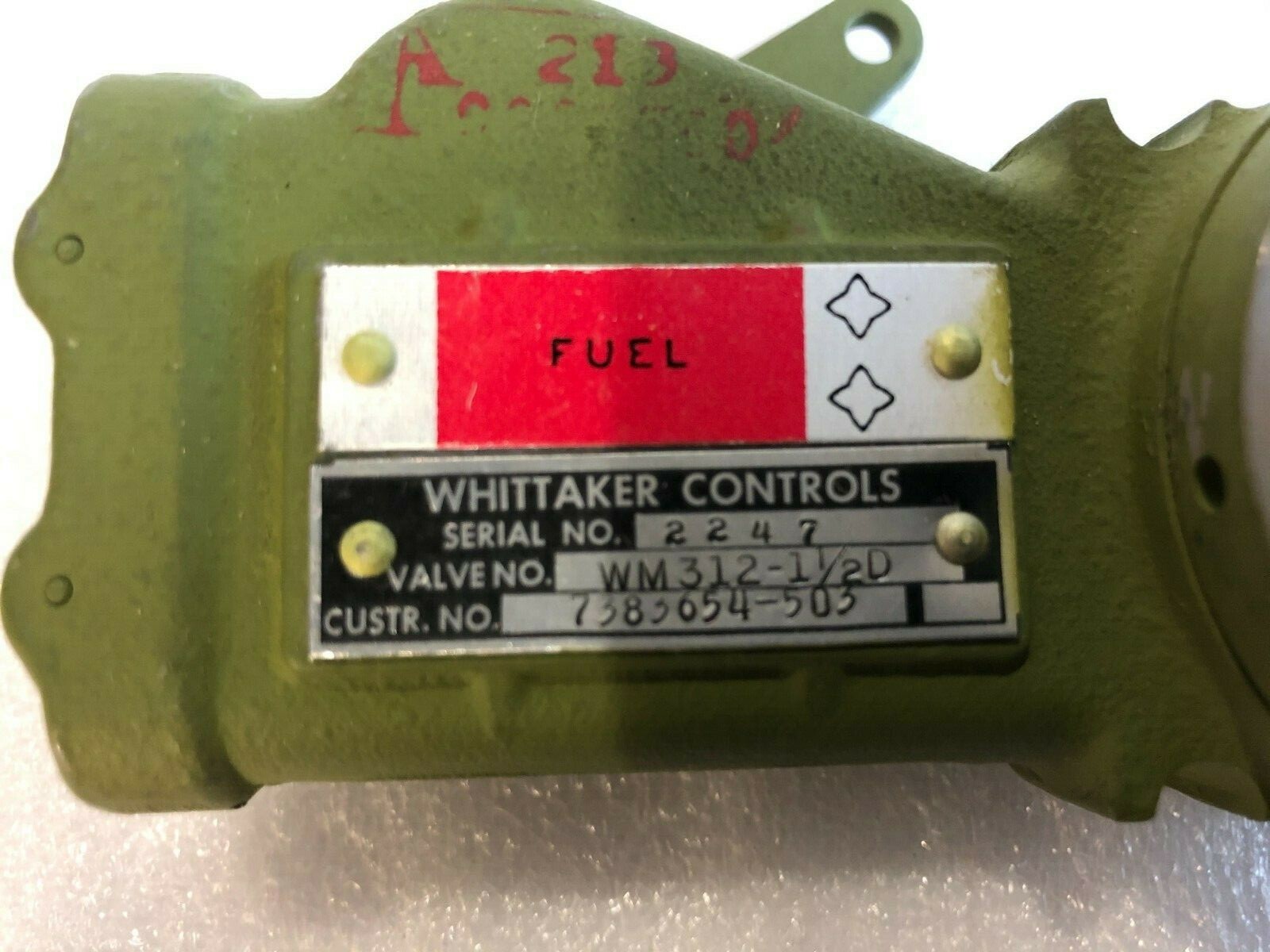 Whittaker Controls Fuel Gate Valve P/N WM3121.5D SA WM31211/2D New