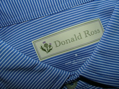 NEW WT DONALD ROSS POLO CASUAL SHIRT SIZE S 100% POLYESTER BLUE STRIPED #185 - Picture 6 of 6