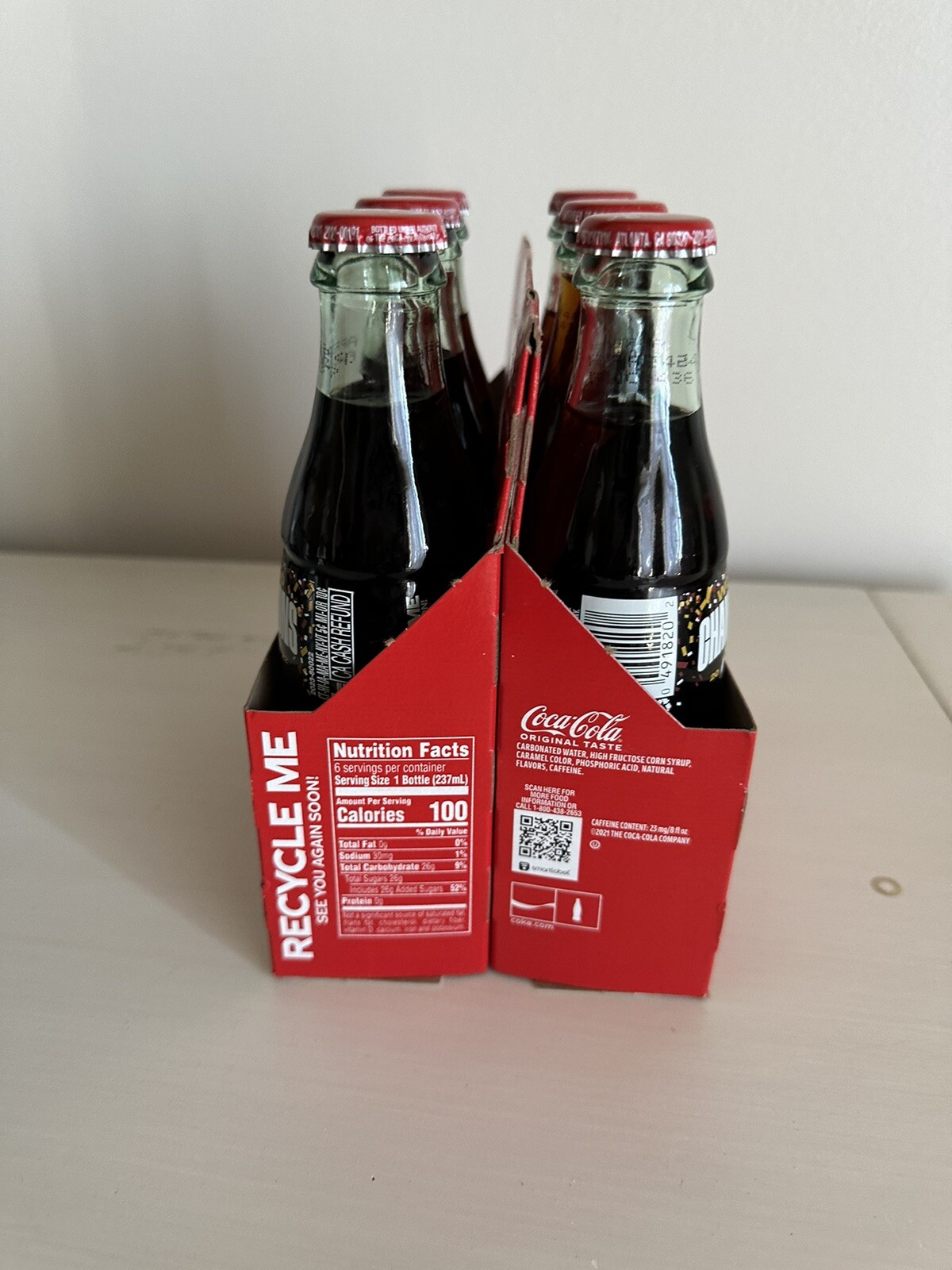 KC Chiefs Super Bowl 2022 World Champions 8oz. Coca-Cola Glass Bottles Carrier