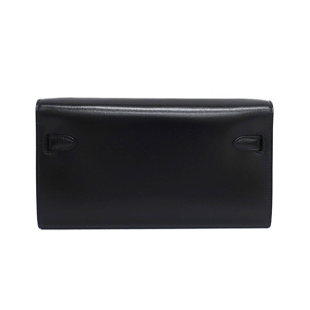 HERMES kelly wallet box calf shoulder bag black bg12511 | eBay