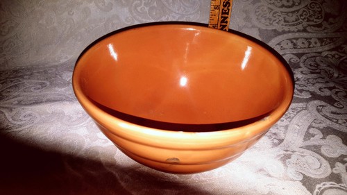 VINTAGE ANTIQUE BAUER RINGWARE STONE WARE ORANGE/ PUMPKIN BEEHIVE MIXING BOWL 9" - Picture 6 of 12