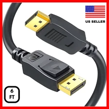 DP to DP 6FT Video Cable 1.2 4K 2K 1080P Compatible for Lenovo Asus Dell HP Acer