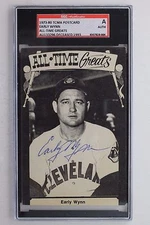EARLY WYNN (d.1993) HOF Clev Indians Vintage TCMC GREATS POSTCARD SLABBED SGC