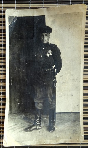 WWII. Young Soviet Officer. Cavalry Spurs & Sabre. Order of Glory. Large Photo