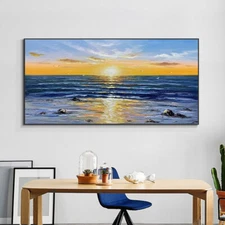 Handmade Abstract Sunset Knife Thick Oil Painting City Landscape On Canvas