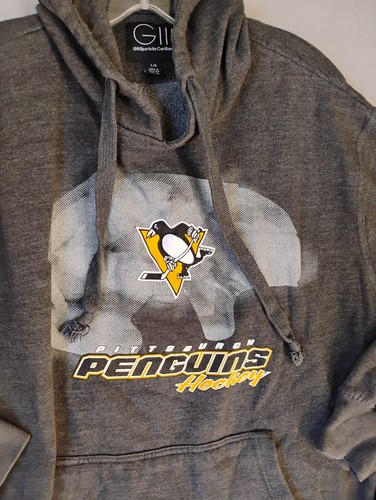 Pitsburgh Penguins Sweatshirt Adult Large Gray Hooded Long Sleeve Logo Hoodie - Picture 2 of 12