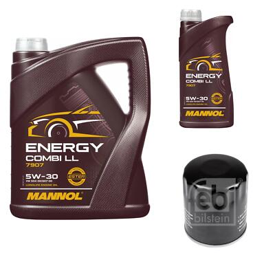 FEBI BILSTEIN Ölfilter 6L MANNOL Energy Combi LL 5W-30 für Dodge Journey LX 3.5