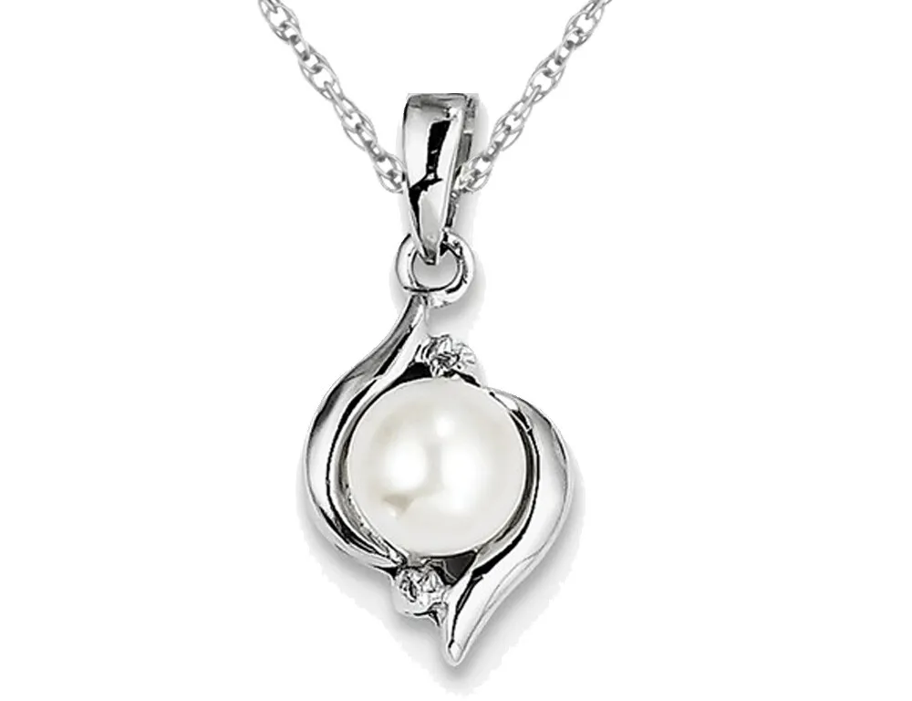 Cultured Freshwater Pearl 6mm Pendant Necklace in Sterling Silver | eBay