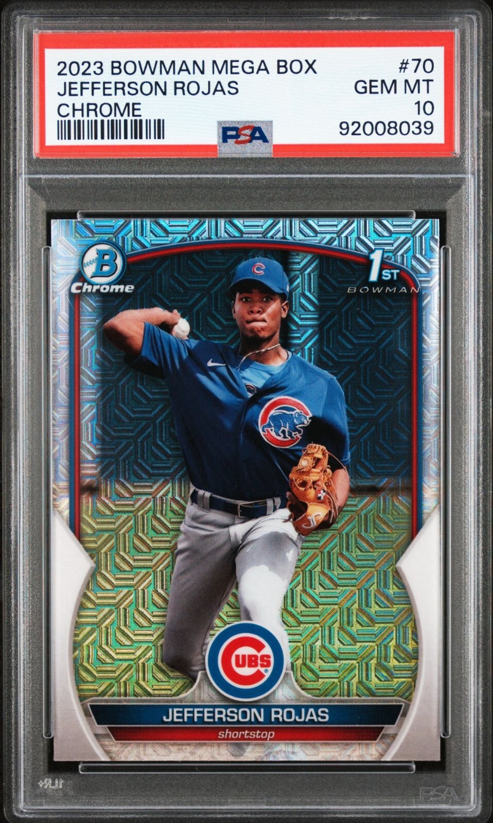 2023 Bowman Chrome Mega Box Mojo Refractor Jefferson Rojas #BCP-70 PSA 10 GEM MT