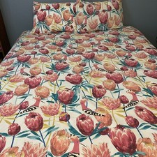 King Duvet Cover Tropical Print Birds Flowers 2 Pillowcases Bold Colors H M Home