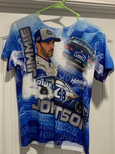 Jimmie Johnson Blue All Over Print Hendricks T-Shirt Kids LargeNASCAR #48