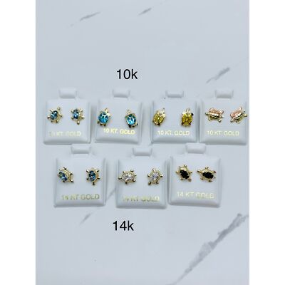 10k - 14k massiv Gold Ohrringe Schildkröte - Aretes en oro de tortuga