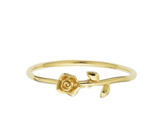 Features a Beautiful Rose Flower With Solid 10K Yellow Gold Women's Band Ring