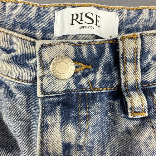 Rise Supply Co Cargo Jeans Boys 7 Blue Acid Wash Baggy Y2K Multi Pocket Denim - Picture 3 of 12