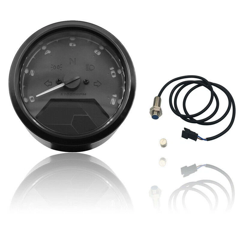 LCD Digital Universal Motorcycle Odometer Speedometer Tachometer 12000RPM Gauge - Image 3 of 4