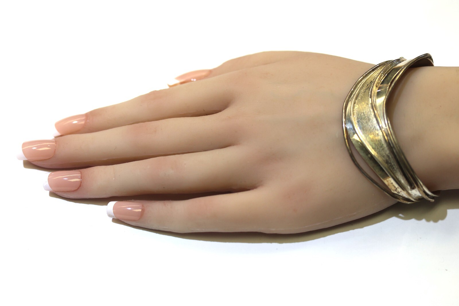 925 Sterling Silver Groves Waves Pattern Cuff Bra… - image 4