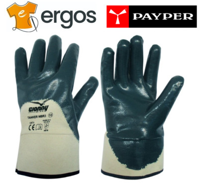 PAYPER 12 Pairs NBR3 TANKER GLOVES Aerated Back Interlock Coated Sleeve