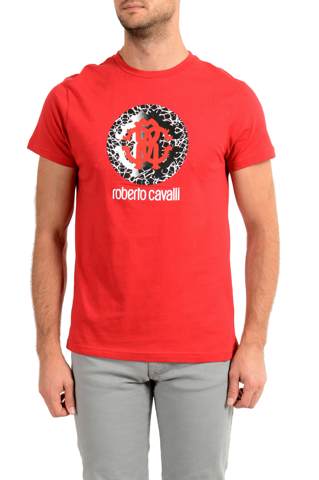 Пляжная одежда Roberto Cavalli, мужская красная футболка с графическим принтом, размеры S, M, L, XL 2XL