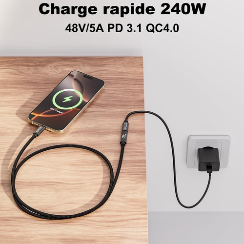 Long Rallonge USB C 5mCâble Rallonge USB C 3.2 240W 48V/5A 4K@144Hz 5K@60HzEx... - 第 4/7 張圖片